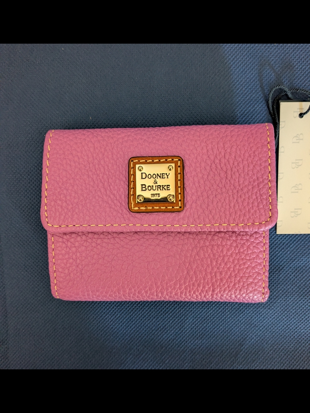 NWT! Dooney & Bourke Pebble Grain Small Flap Wallet in ORCHID